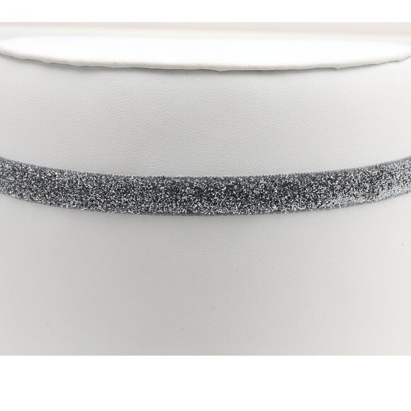 Silver Sparkle Choker adjustable Silver tone color Chokers (#42) - Picture 3 of 11